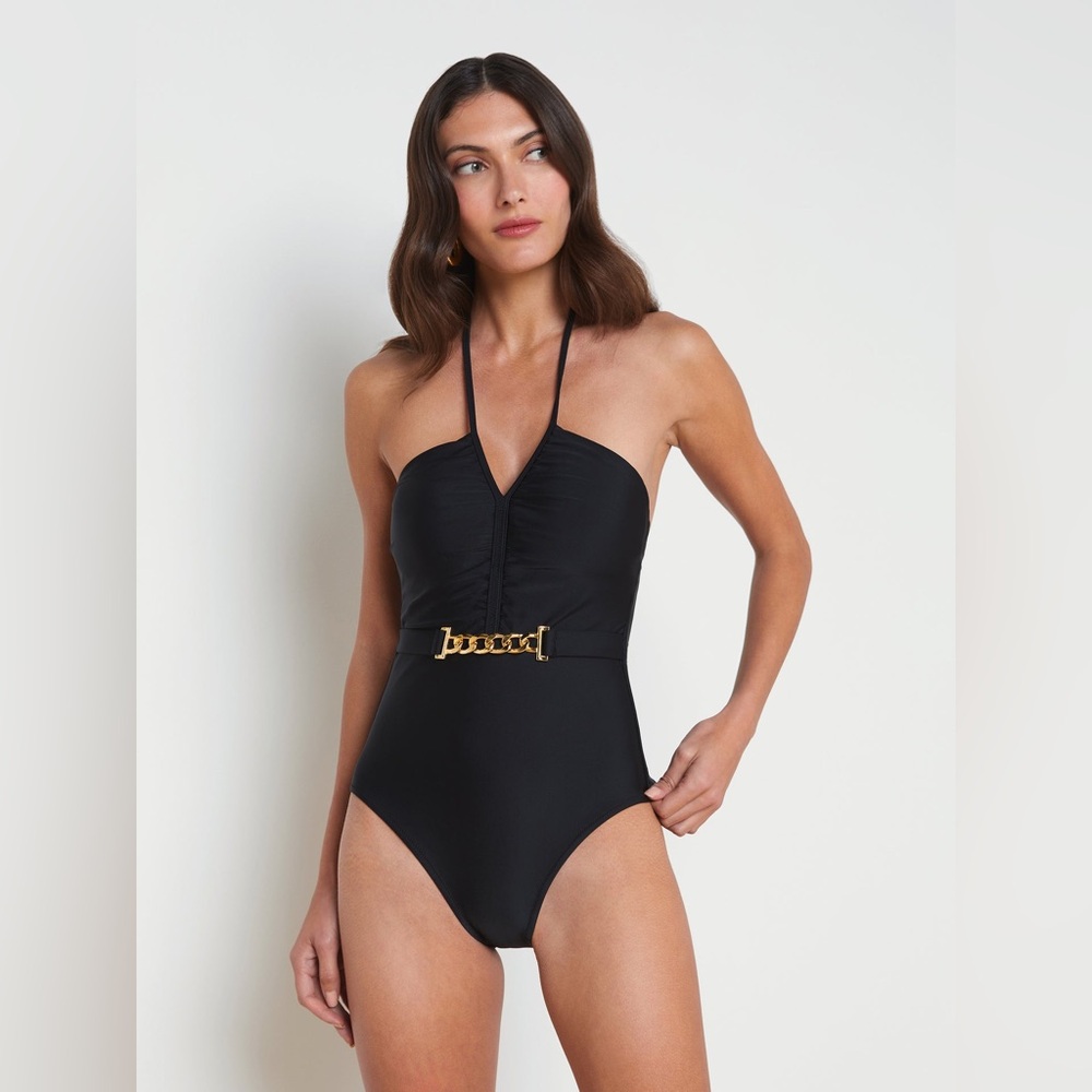 L’AGENCE Leila Halter One-Piece Swimsuit, Black, Large, $275